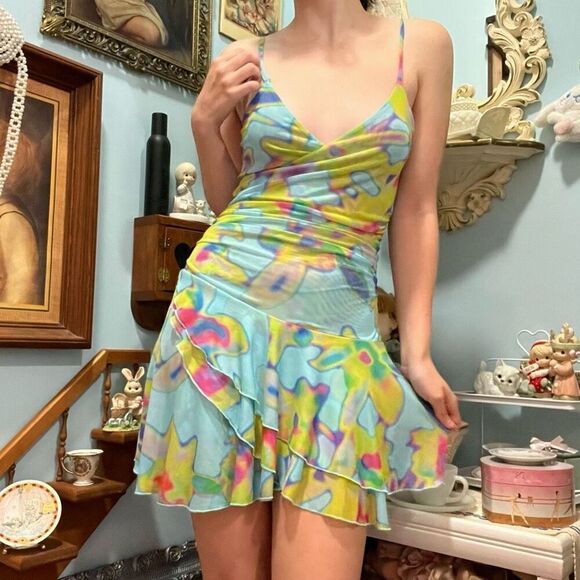 Silence + Noise Urban Outfitters Tie Dye Mini Dress Sz S - Picture 2 of 7